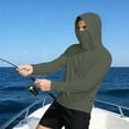 thumbnail image 5 of LNZGNM Men's UPF 50+ Sun Protection Hoodie with Mask Quick Dry Rash Guard Lightweight Long Sleeve Cooling Hoodies Stylish Hiking Running Blouses,Army Green 3XL, 5 of 7