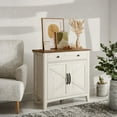 thumbnail image 5 of LEDREM Farmhouse Sideboard Cabinet with Adjustable Shelf & Drawer Organizer, Multi-Functional Storage Unit for Living, Dining Room, Rustic White and Honey Brown, 5 of 6