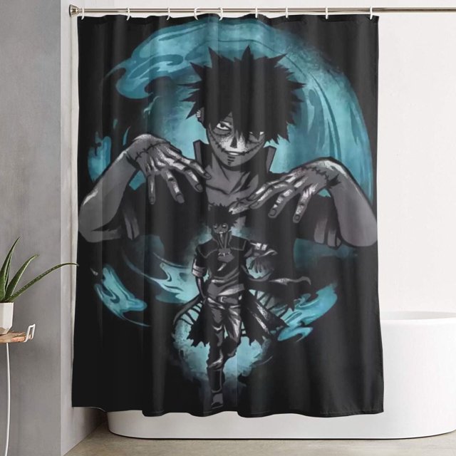 Cortina de ducha My Hero Academia con diseño de dibujos animados, con 12 ganchos, impermeable, lavable, de poliéster, para decoración del baño, 60 x 72 pulgadas, de plástico