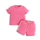 thumbnail image 1 of Odeerbi 1-5 Años Niñas Conjunto de Verano Camiseta de Manga Corta de Algodón Color Block Shorts Conjunto de Dos Piezas, 1 of 9