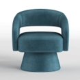 thumbnail image 2 of Lessa Swivel Accent Chair- Teal Blue- Round Base- Soft Foam Cushion, 2 of 6