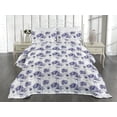 thumbnail image 2 of Ambesonne Flowers Vintage Quilted Coverlet 3 Pcs, Hydrangea Pattern, Queen Size, Dark Lavender Ceil Blue, 2 of 4