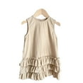 thumbnail image 1 of Qudderr Robes d'Été pour Bébés Filles Robe Décontractée à Volants Robe en Coton Lin pour Tout-Petits 6 Mois - 6 Ans, 1 of 9