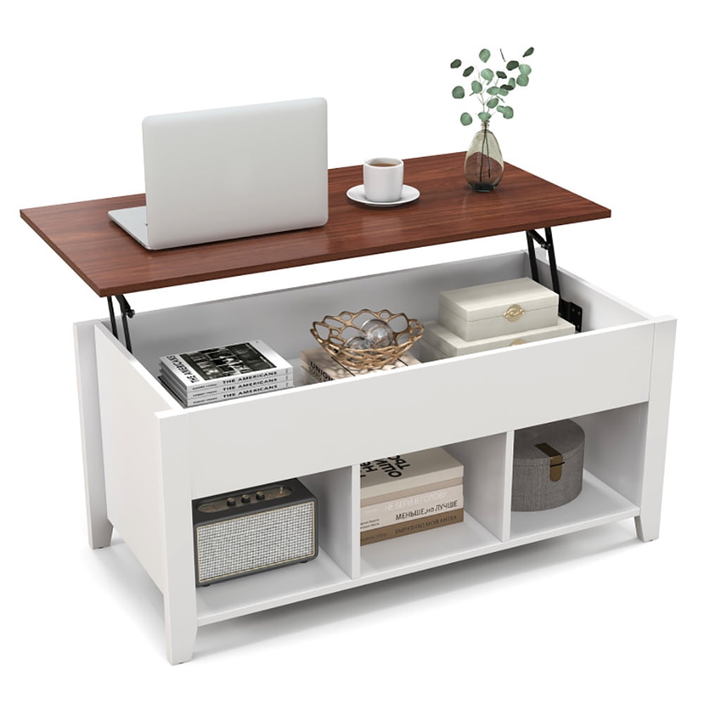 Finihen Lift Top Coffee Table, Lift Tabletop Dining Table, Lift Top Coffee Table with Hidden Storage Compartment, for Living Room, Office, White Finihen Lift Top Coffee Table, Lift Tabletop Dining Table, Lift Top Coffee Table with Hidden Storage Compartment, for Living Room, Office, White