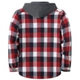 thumbnail image 3 of MXALUOB Hooded Shirt Jackets for Men Flannel Plaid Drawstring Overshirt with Chest Pockets Drawstring Button Front Fashion Winter Jacket, 3 of 5