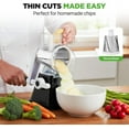 thumbnail image 5 of NutriChef 3-in-1 Cheese Grater & Shredder – Rotary Hand-Crank Grater with Strong Suction Base & Safety Lock, Includes 3 Drum Blades for Fine, Medium & Strip Cuts, Black, 5 of 5