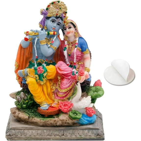 alikiki Hindu Radha Krishna Statue - 3.5”H Indian God Krishna Idol for Car Decor Murti Item Home Office Temple Mandir Shrine Altar Pooja Decor India Wedding Diwali Puja Gifts for Friends Relative