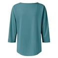 thumbnail image 6 of yunLCZ Ladies Blouse Clearance A Vintage Solid Color T Shirt With A Square Neck For Ladies A Casual Pleated Loose And Flowing Three Quarter Sleeve Top Summer short sleeve loose fit tunics, 6 of 7