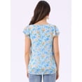 thumbnail image 4 of DARING DIVA Square Neck Ruffle Sleeve Chiffon Blouses  XS Sky Blue, 4 of 6
