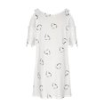 thumbnail image 4 of Women Summer T Shirts Dress Cold Shoulder Lace Patchwork Short Sleeve Casual Fashion Mini Dresses with Prints (5X-Large, White 01), 4 of 5