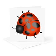 3dRose, Cute Orange and Black Ladybug Illustration, 1 Greeting Card with envelope