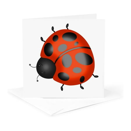 3dRose, Cute Orange and Black Ladybug Illustration, 1 Greeting Card with envelope