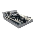 thumbnail image 2 of Ambesonne Cat Fitted Sheet & Pillow Sham Set, Cool Detective Kitty Monochrome, King, Dark Grey Pale Sepia, 2 of 2