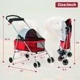 thumbnail image 7 of YRLLENSDAN Sun-Proof Pet Stroller for Small Dog 10 lbs Dog Stroller for Medium Dog 30 lbs Cat Stroller for 2 Cats Puppy Stroller with Bottle Holder and Sponge Pad,Red, 7 of 7