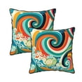thumbnail image 1 of Velvet Decorative Throw Pillow Covers Set of 2, Soft Square Cushion Cover with Invisible Zipper Whimsical Colorful Waves Printing, 20"x20", 1 of 7