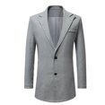 thumbnail image 2 of Men's Mid Long Blazer Trench Coat Lapel Two-button Business Casual Single Breasted Long Sleeve Suit Jacket Coats, 2 of 5