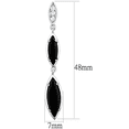 thumbnail image 2 of Rhodium Brass Earrings with Synthetic Onyx in Jet for Women Jet Stone Color Style 3W702, 2 of 2