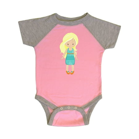 

Inktastic Fashion Girl Blonde Hair Blue Dress Orange Shoes Gift Baby Girl Bodysuit