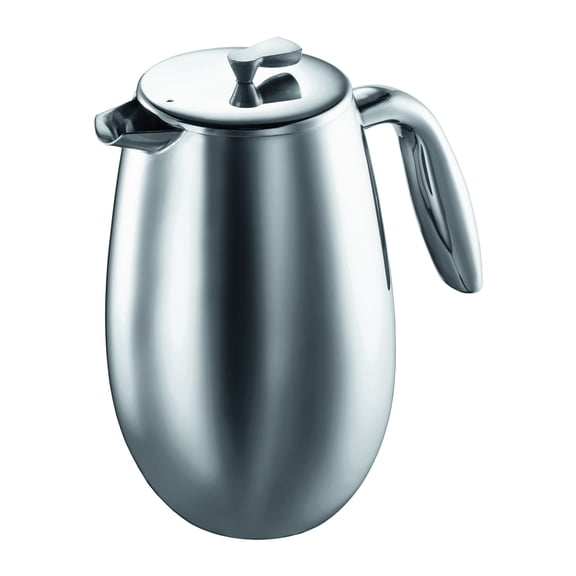 Bodum Columbia Stainless Steel Double Wall French Press Coffee Maker, 34 Ounce, Chrome