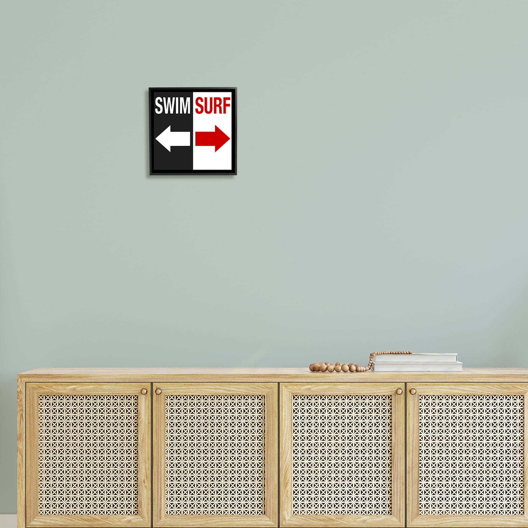 Stupell Industries Swim Surf Arrows Sign Ocean Coastal Words Graphic Art Black Framed Art Print Wall Art, Design by Graffitee Studios