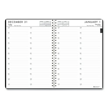 1PC House of Doolittle 24/7 Recycled Daily Appointment Book/Monthly Planner, 10 x 7, Black Cover, 12-Month (Jan to Dec): 2024