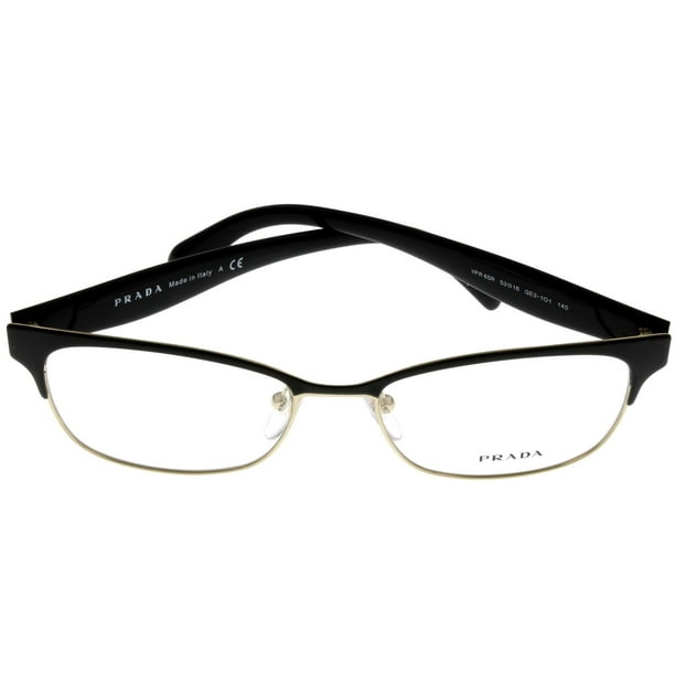 PRADA Eyeglasses PR 65RV QE31O1 Black On Pale Gold 53MM 
