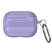 ELEHOLD for AirPods 3rd Gen (2021) Case,Carbon Fiber Pattern Electroplated Women Men Shockproof Full Body Protective Cover with Ring Buckle for AirPods 3rd Gen (2021),Purple