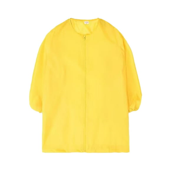 Babero impermeable para manualidades con cremallera frontal, transpirable y de manga larga para niños Amarillo m