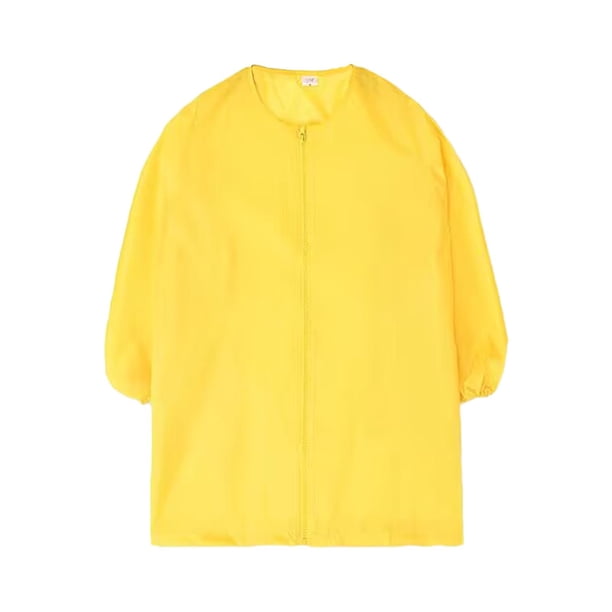 Delantal de Pintura para Niños, de Pintura para Niños, Delantal de Pintura Impermeable de Color Sólido con Cremallera Frontal para Cocinar Trabaj Amarillo m