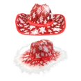 thumbnail image 1 of BELOVING 2 Pcs Chapeau de Cowboy Rouge Costume Thème Fête Noël Carnaval Femmes Filles Adultes, 1 of 9