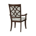 thumbnail image 5 of Traditional Cherry Wood Dining Armchairs - Set of 2, Beige Upholstery, Formal Dining Room Chairs. 23.5" Wide, Elegant Design., 5 of 11