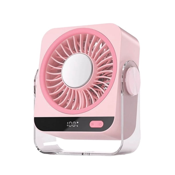 Escritorio USB recargable con función de refrigeración, 5 velocidades, portátil silencioso con pantalla digital y inclinación de 180° para dormitorio, oficina, viajes, acampada y autocaravana