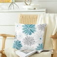 thumbnail image 3 of Throw Pillow Covers Decorative 20 X 20 Inches Pack of 2 Cozy Fleece Two-Tone Blooming Flowers Decorative Cushion Cases for Couch Bed Sofa Farmhouse Decoration Teal Dark Grey, 3 of 6