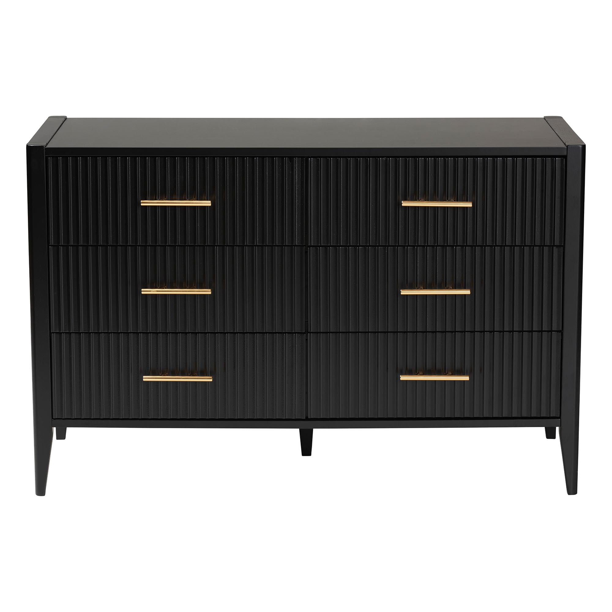 Baxton Studio Primrose Mid-Century Dresser, 6-Drawer, Black