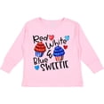 thumbnail image 3 of Inktastic 4th of July Red, White and Blue Sweetie Cupcakes and Stars Boys or Girls Long Sleeve Toddler T-Shirt, 3 of 5