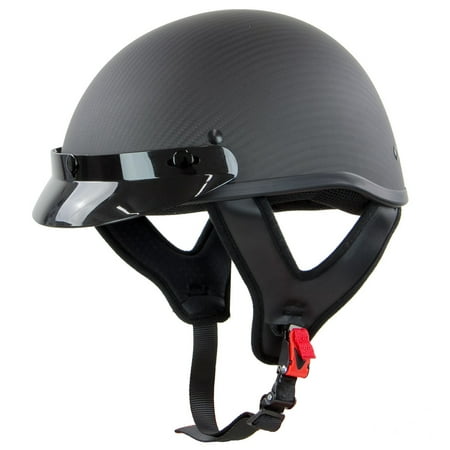 Outlaw T71-Carbon Flat Black Carbon-Fiber Ultra-Light Motorcycle Helmet