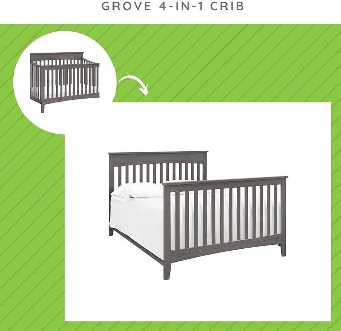 Full-Size Conversion Kit Bed Rails for Davinci Grove 4-in-1 Crib (Slate)