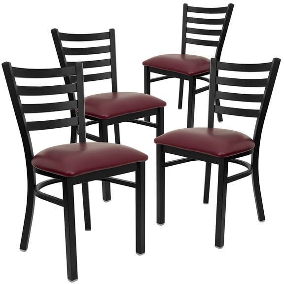 Flash Furniture Vinyl Ladder Back Metal Restaurant Chair Burgundy 4/Pack 4XUDG694BBRV
