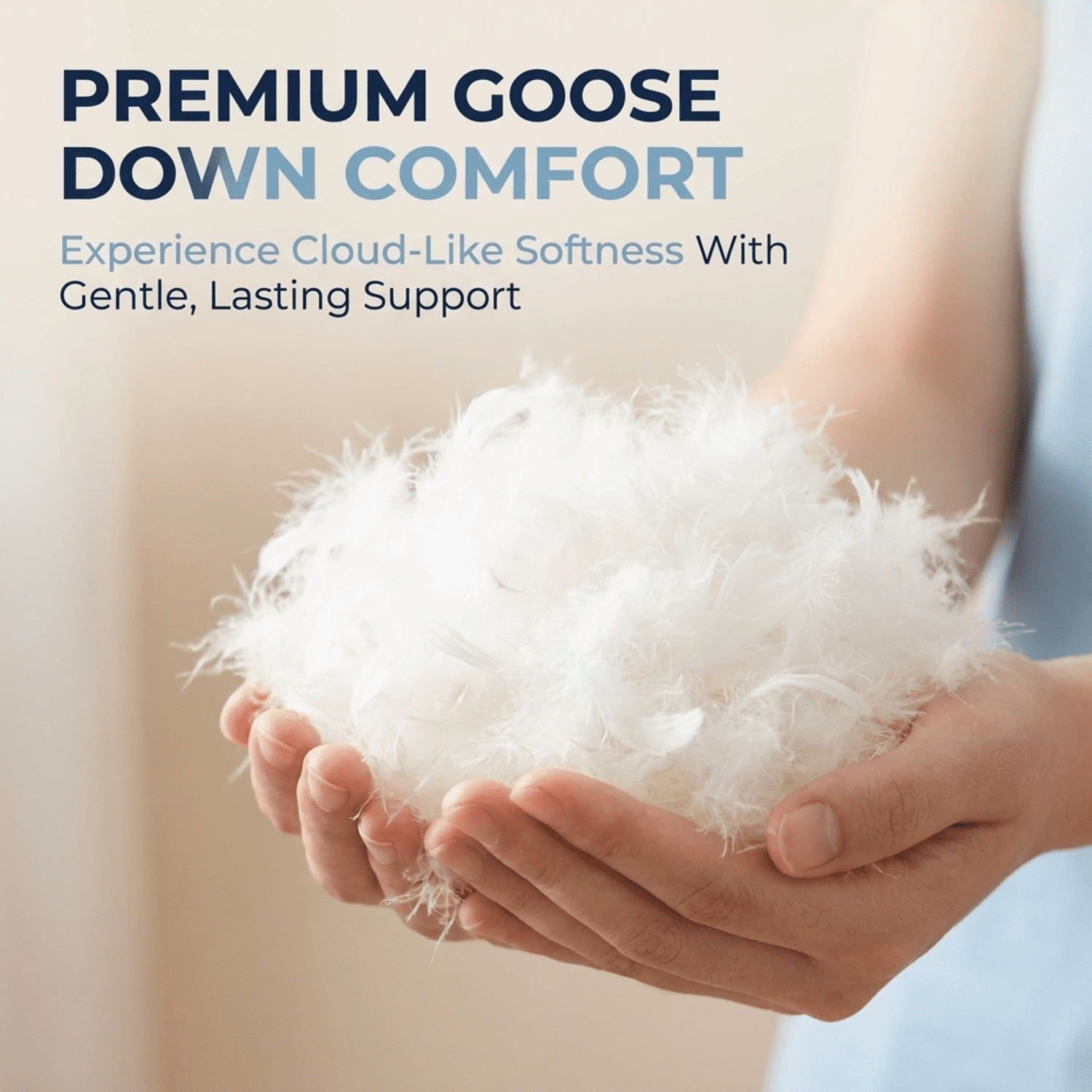 Fcinos Goose Down Pillows and Bed Pillows Set of 2, Queen Size Hotel Feather Cooling Pillows for Sleeping, Throw Pillow with 2 Sets of Soft Cotton Cover