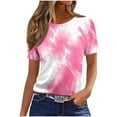thumbnail image 2 of JTZGDY Womens Tops Loose Fit Casual Short Sleeve Round Neck Boho Floral Printed T-Shirts Trendy Oversized Basic Tunic Blouse Pink#03 XL, 2 of 5