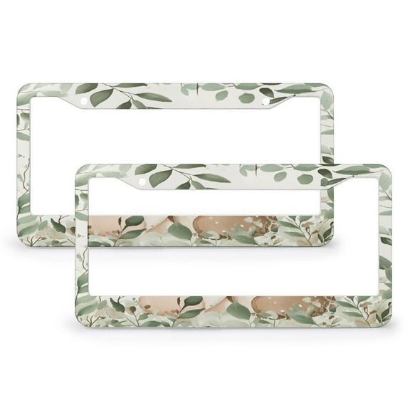 2 Pieces Jungle Wild Animals License Plate Frame Woodland Animals Decor Car Accessories Stainless Aluminum 2 Round Holes for Women Men US Vehicles Standard for Men Women Vehicle