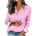 thumbnail image 2 of Uootdi Blouses for Women Dressy Casual Long Sleeve Collared Colorblock Print Button Front Relaxed Fit Office Casual Outfits Gift, 2 of 5