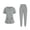 Gray, variant on Women's Nurses Elastic Waist Casual Short Sleeve Scrub Tops and Long Pants Sets Nurse's Uniform Lounge Set with Pocket