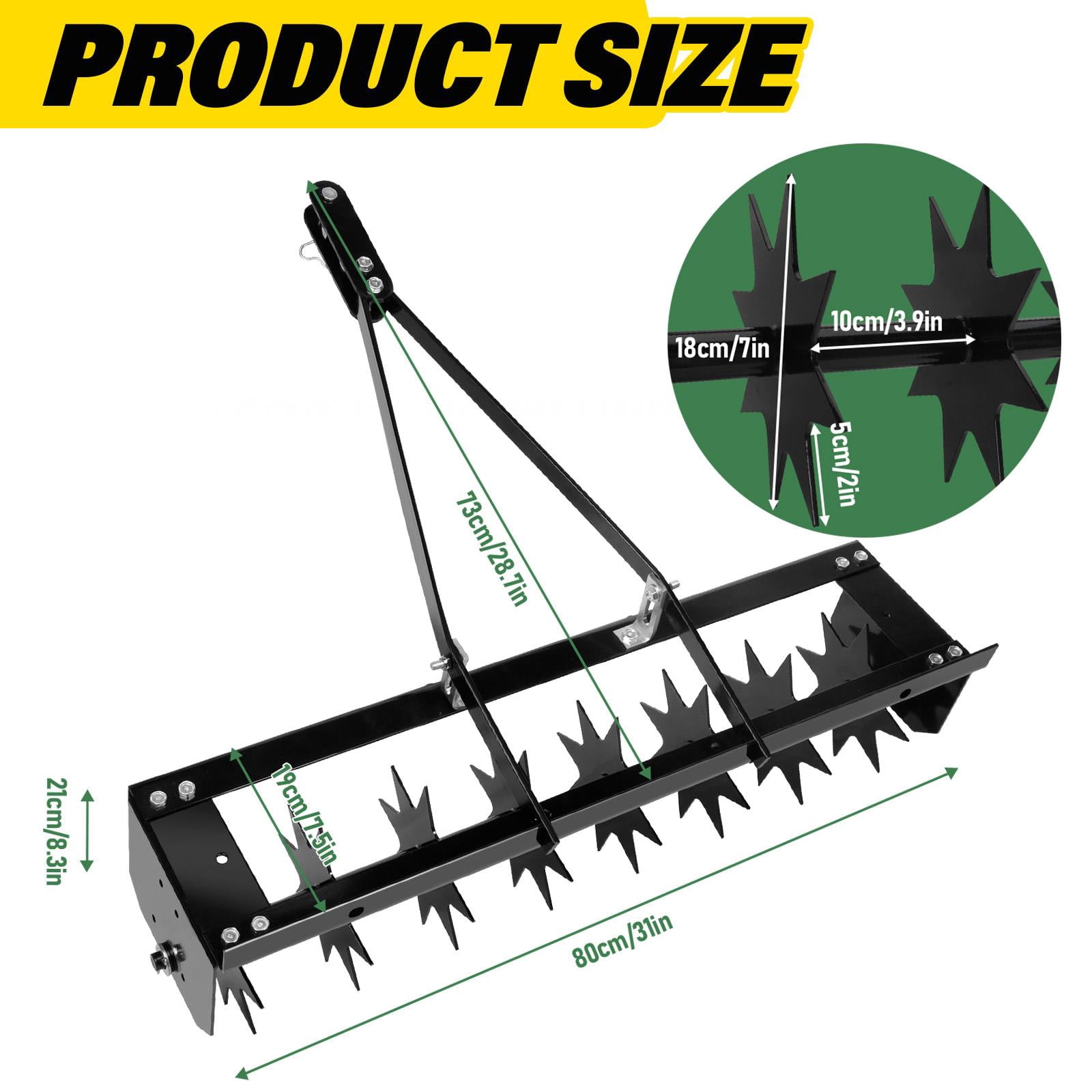 Zhuotong Seeutek 23 Inch Tow-Behind Lawn Aerator | Heavy-Duty Spike Roller with Star-Shaped Tines, 2" Deep Soil Penetration, Suitable for Garden, Yard & Lawn