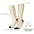 thumbnail image 4 of Xecao Bees and Flowers print thigh-high socks, crafted for both men and women with a stretchy, high-opaque design perfect for daily wear, 4 of 6