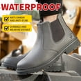 thumbnail image 2 of RIBONGZ Steel Toe Work Boots for Men Slip-on Chelsea Boot, Men's Industrial & Construction Shoes, Waterproof, Lightweight, Comfortable, Non-slip Safety Shoes, 2 of 5