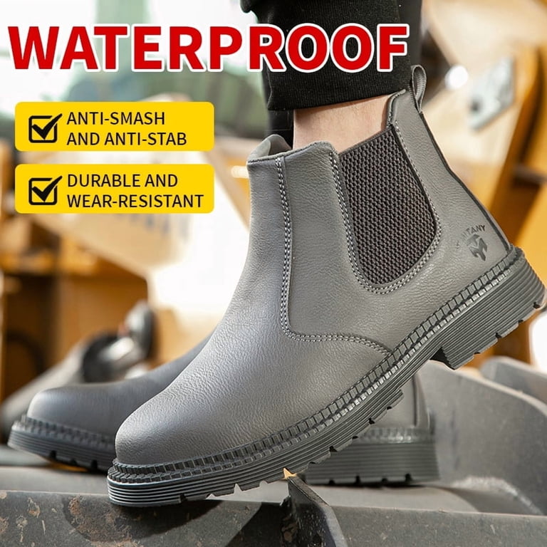 RIBONGZ Steel Toe Work Boots for Men Slip-on Chelsea Boot  display picture 3