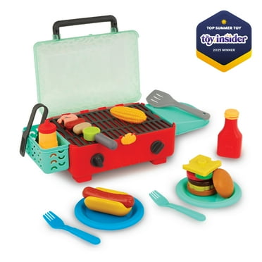 Battat Cook ‘n’ Go BBQ Set with Plastic Play Food and Toy Utensils, Toddler and Preschool Toys