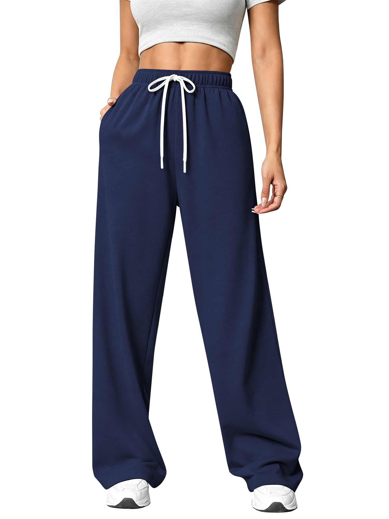 Temofon Women's Fall Sweatpants with Pockets, Dark Blue