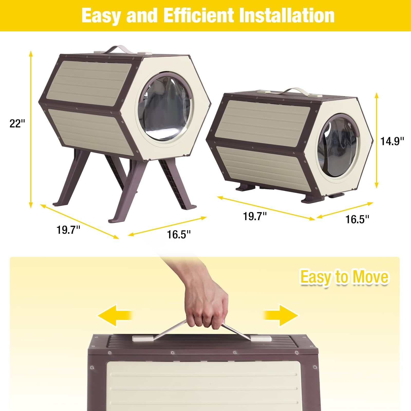 Aivituvin Outdoor Heated Cat House with Heated Pad, Insulated Feral Cat Shelter House & Condo for Winter Weatherproof, Brown & White, 1 Set